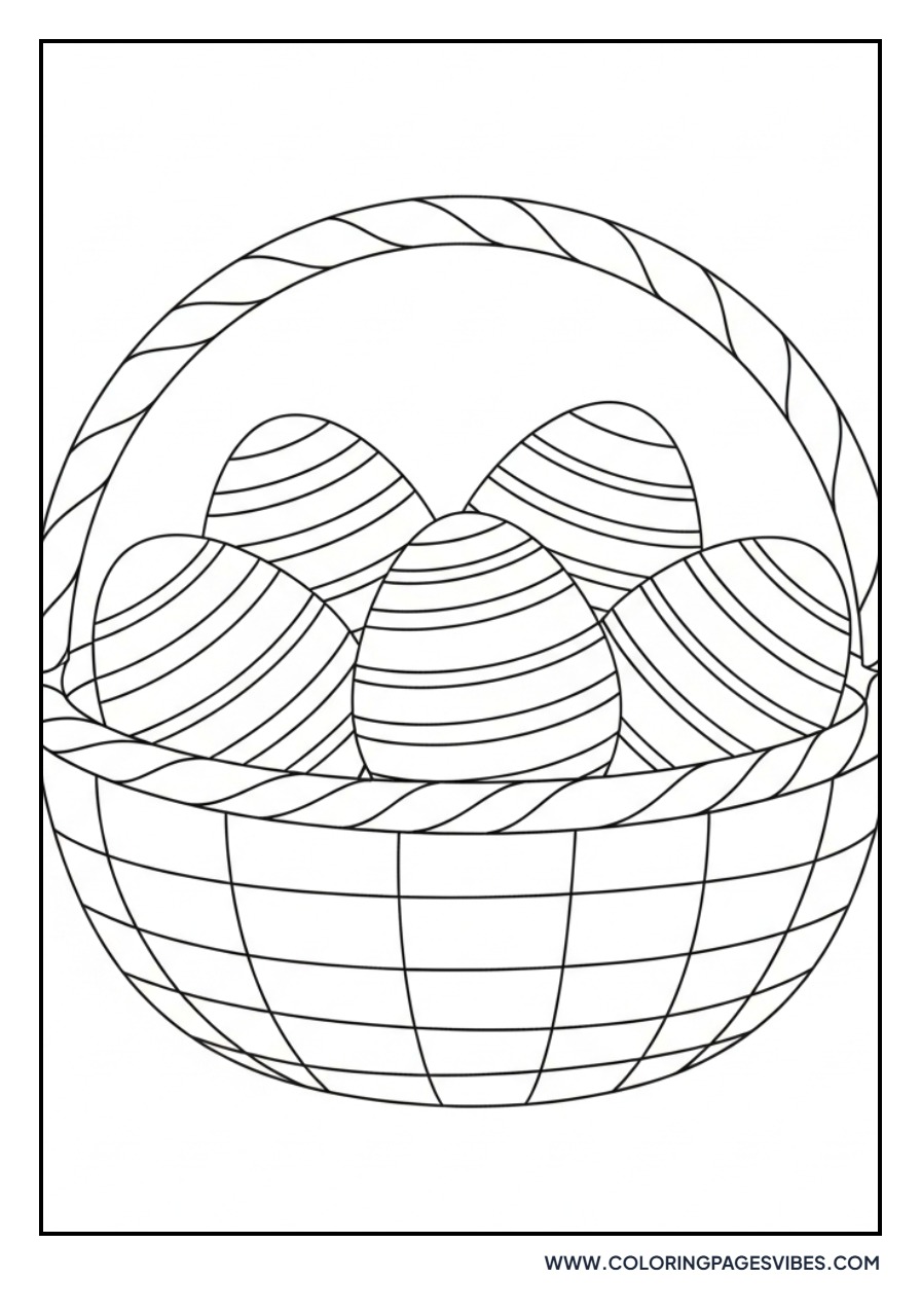 Easter Basket with Striped Eggs