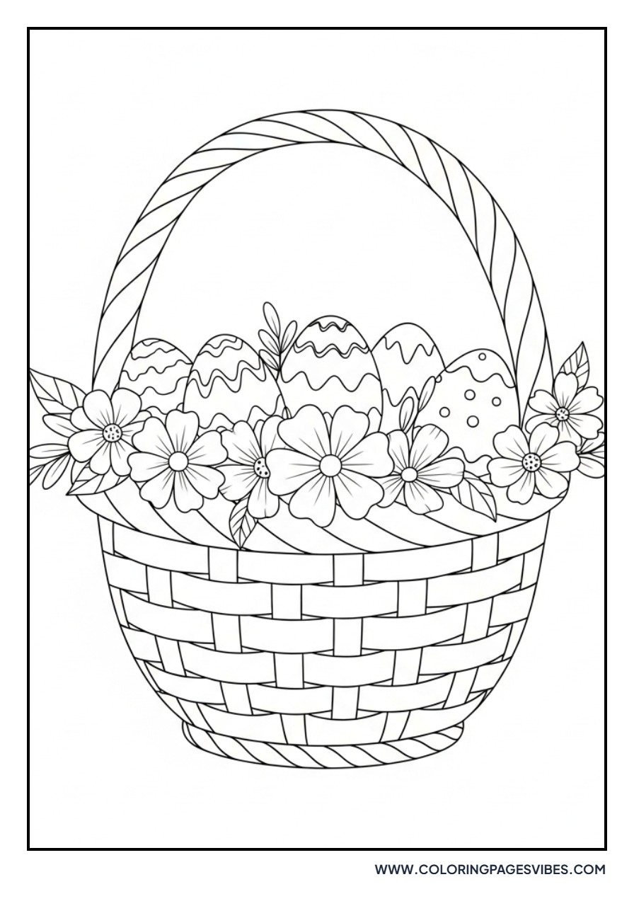 Floral Decorated Easter Basket