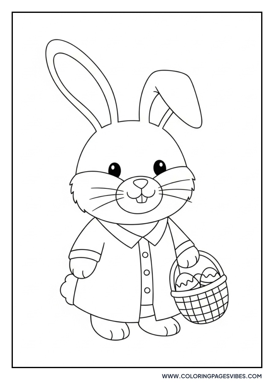 Smiling Bunny with Easter Basket