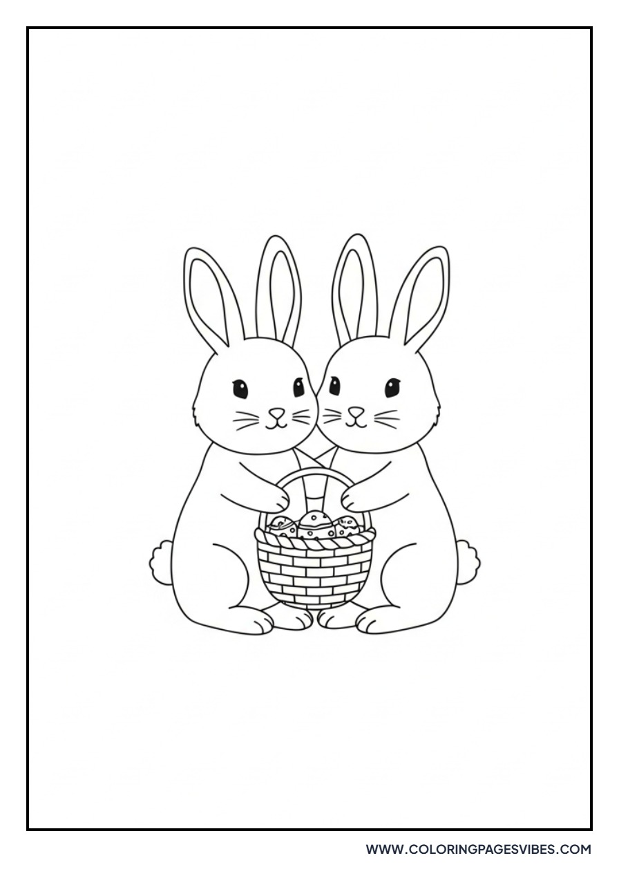 Twin Bunnies with Basket