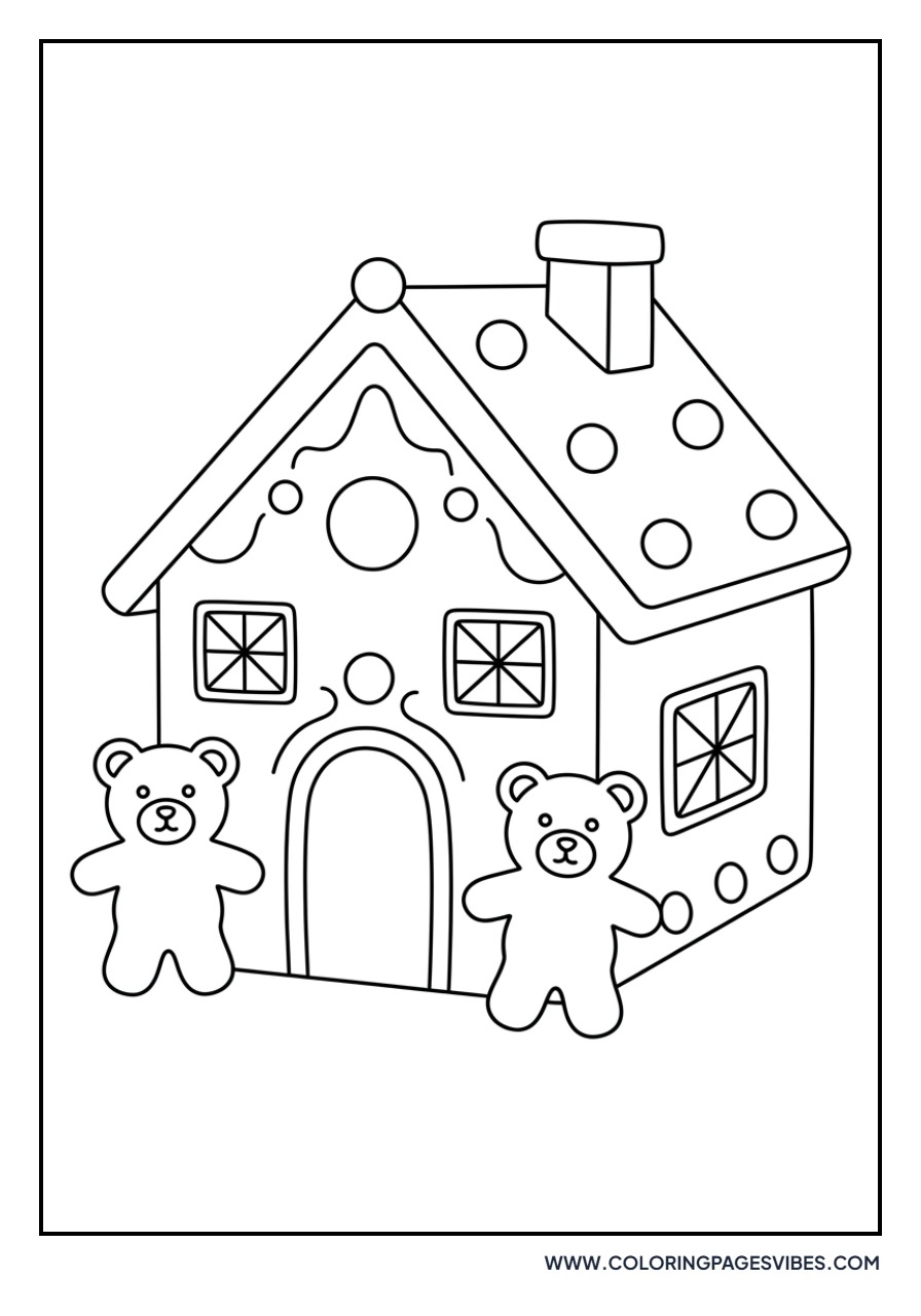 Gingerbread House with Bear Cookies