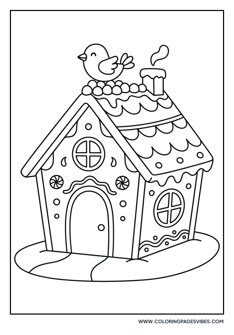 Gingerbread House with Candy Bird