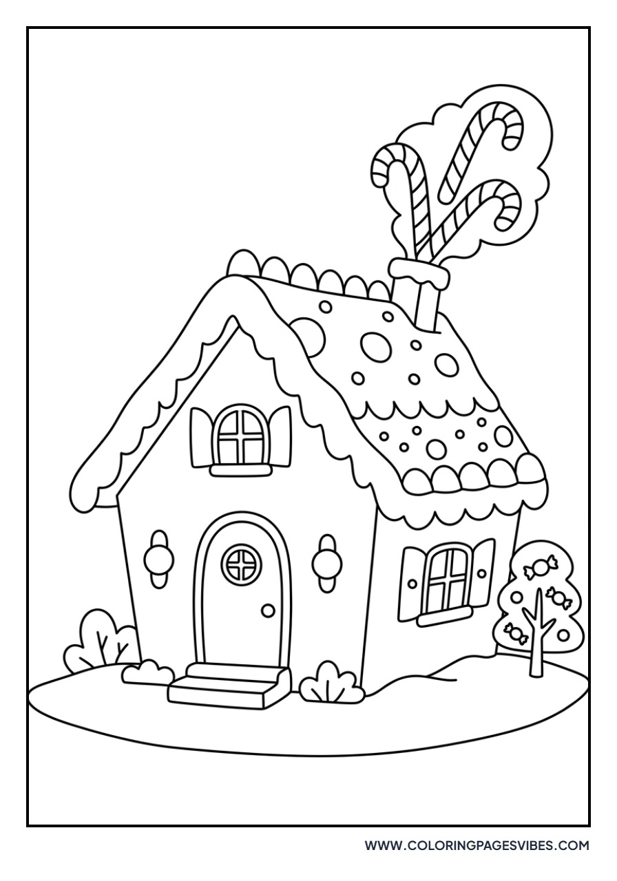 Gingerbread House with Candy Cane Smoke