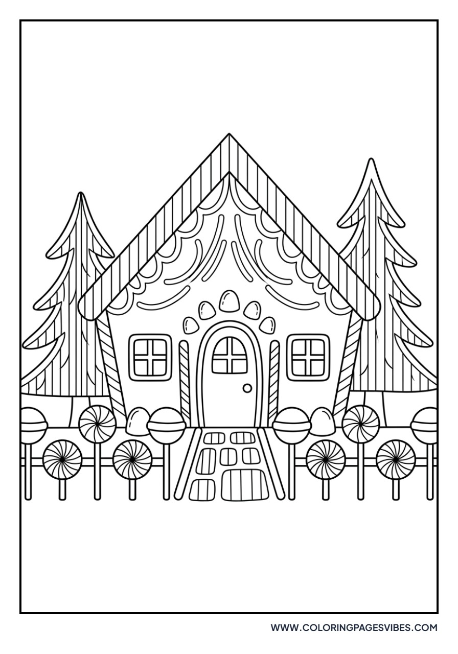 Gingerbread House with Candy Fence
