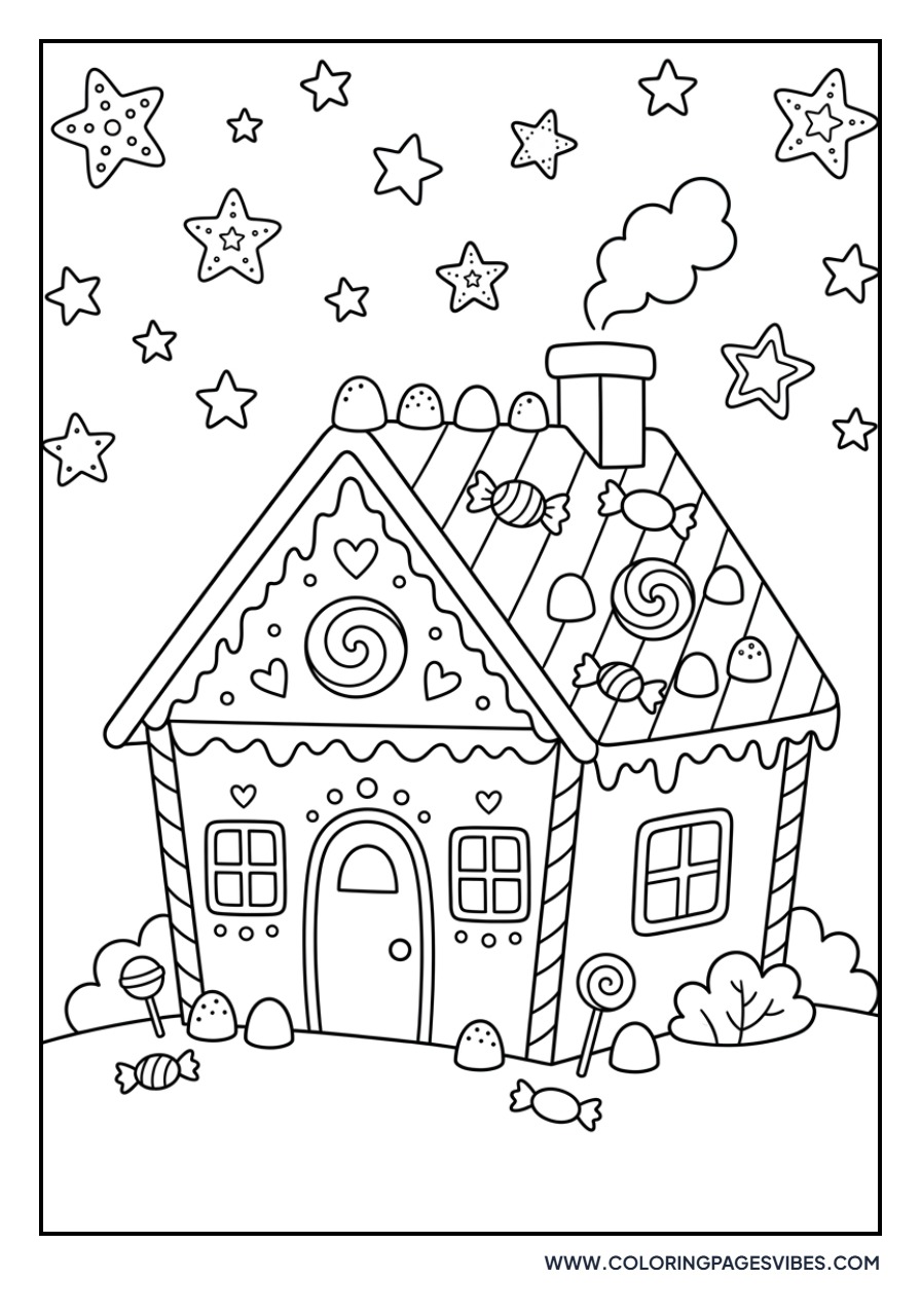 Gingerbread House with Candy Stars