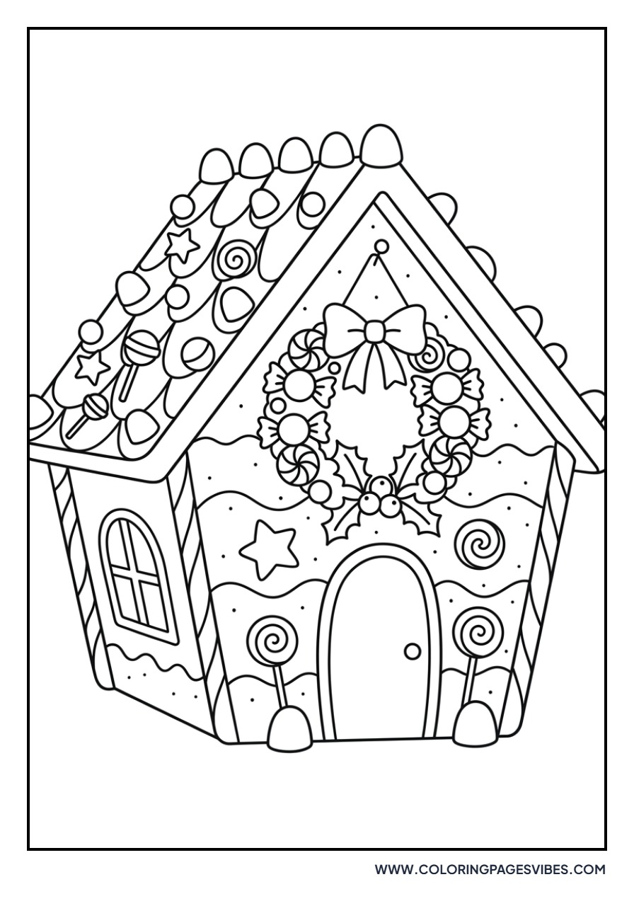 Gingerbread House with Candy Wreath