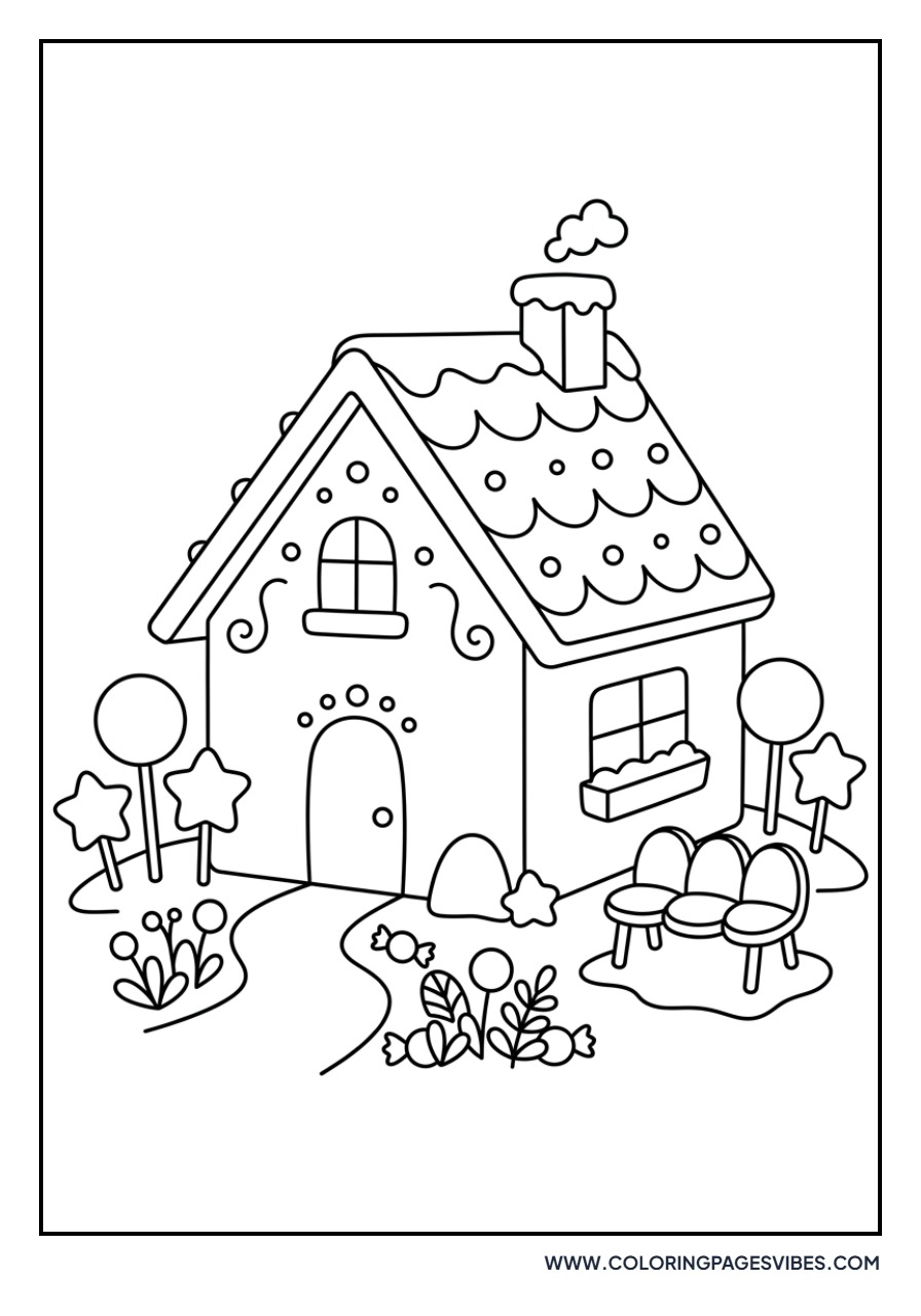 Gingerbread House with Cookie Bench