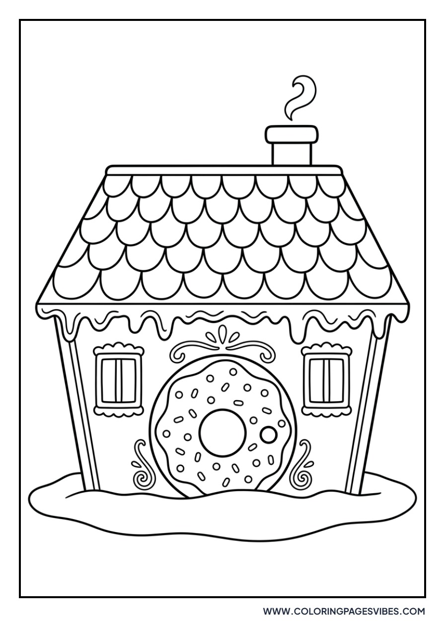 Gingerbread House with Donut Door