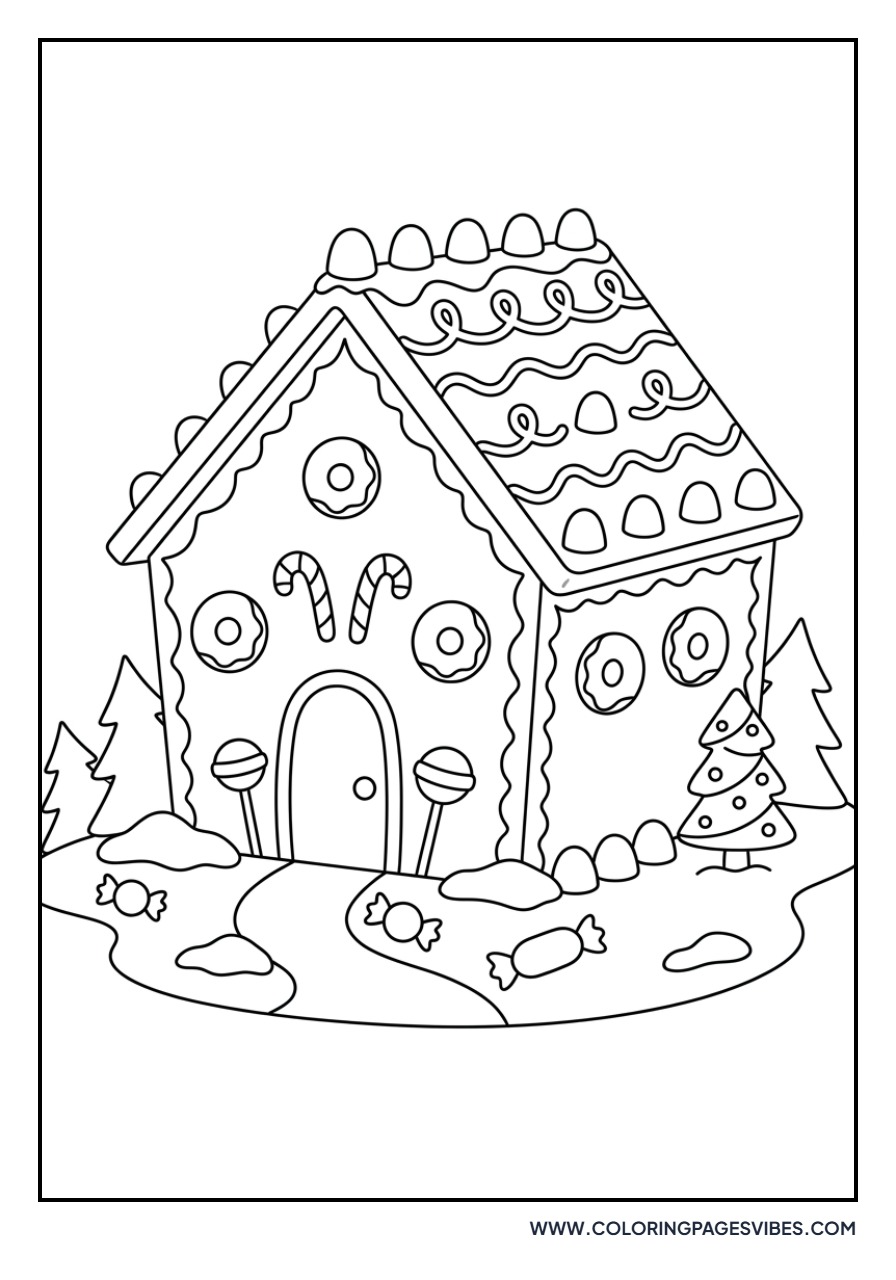 Gingerbread House with Donut Windows