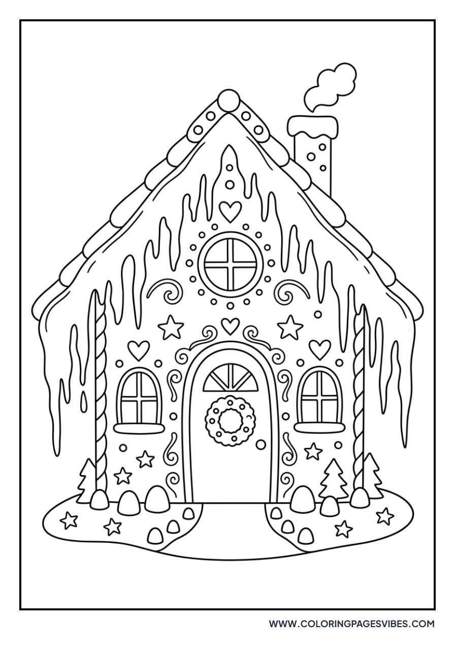 Gingerbread House with Frosting Icicles