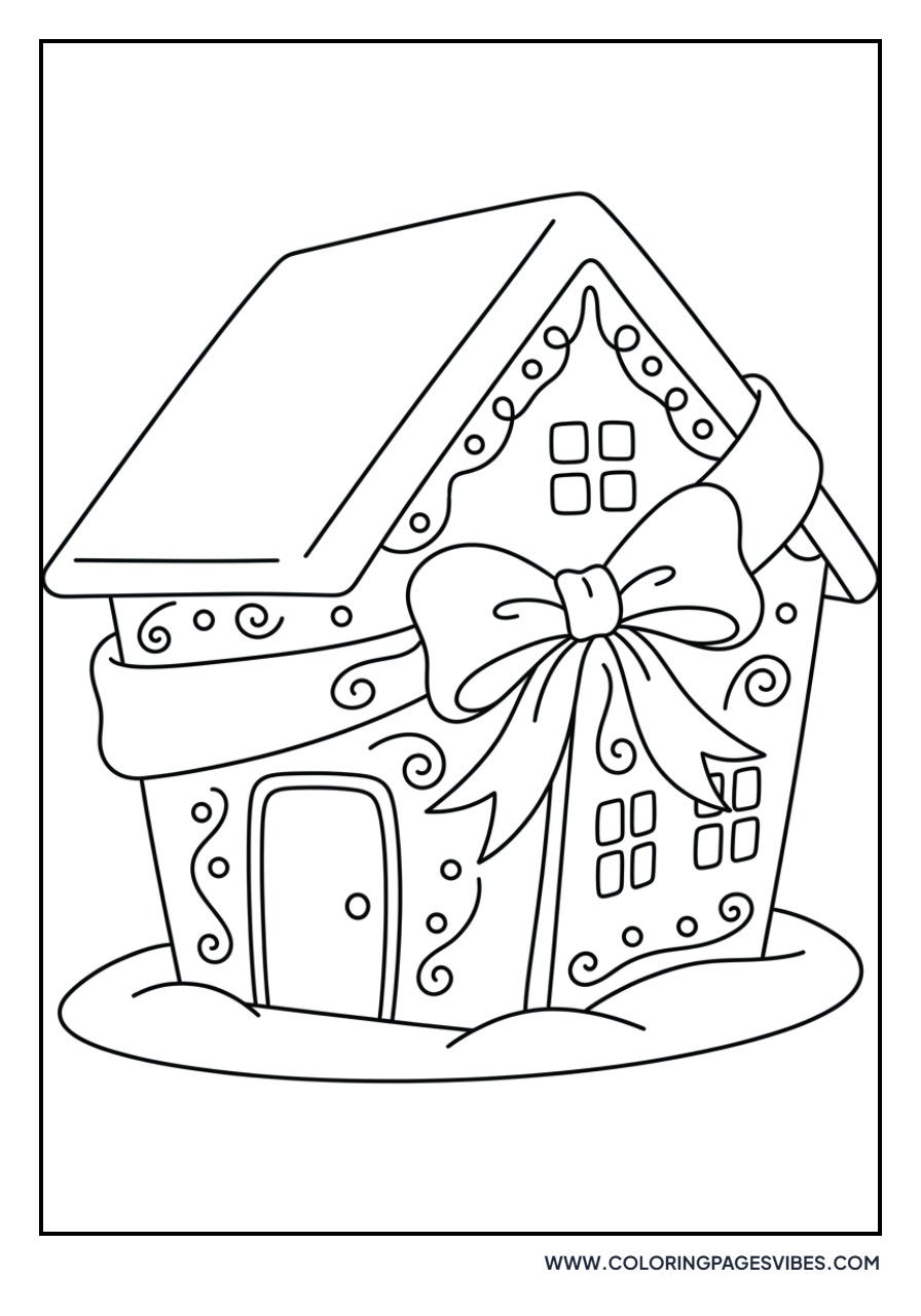 Gingerbread House with Frosting Ribbon