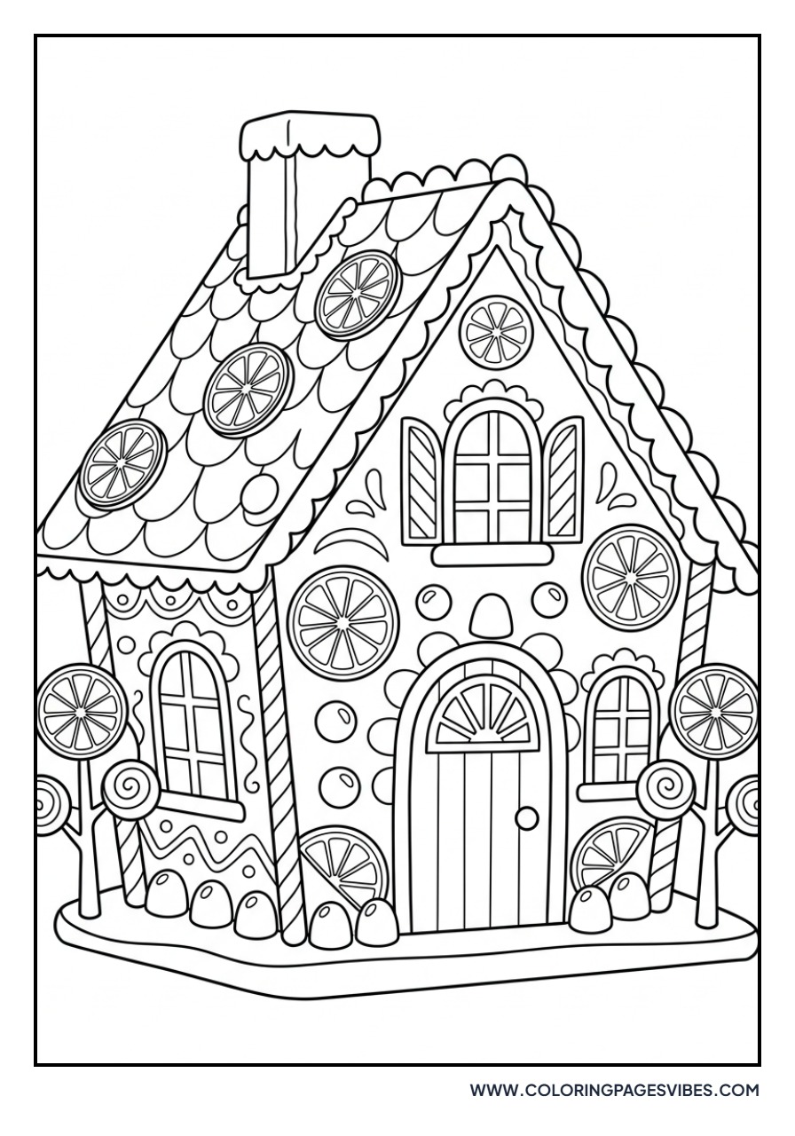 Gingerbread House with Fruit Slices