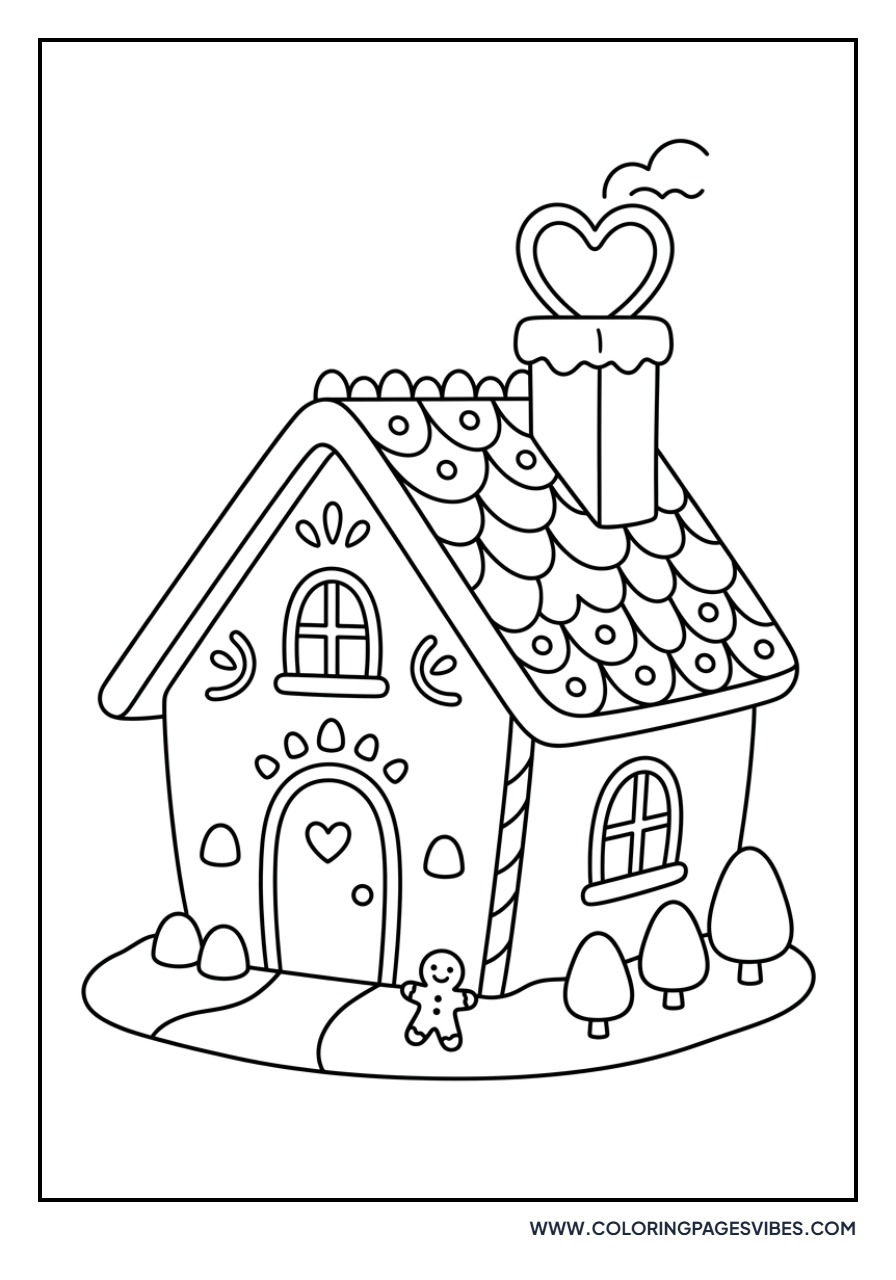 Gingerbread House with Heart Chimney