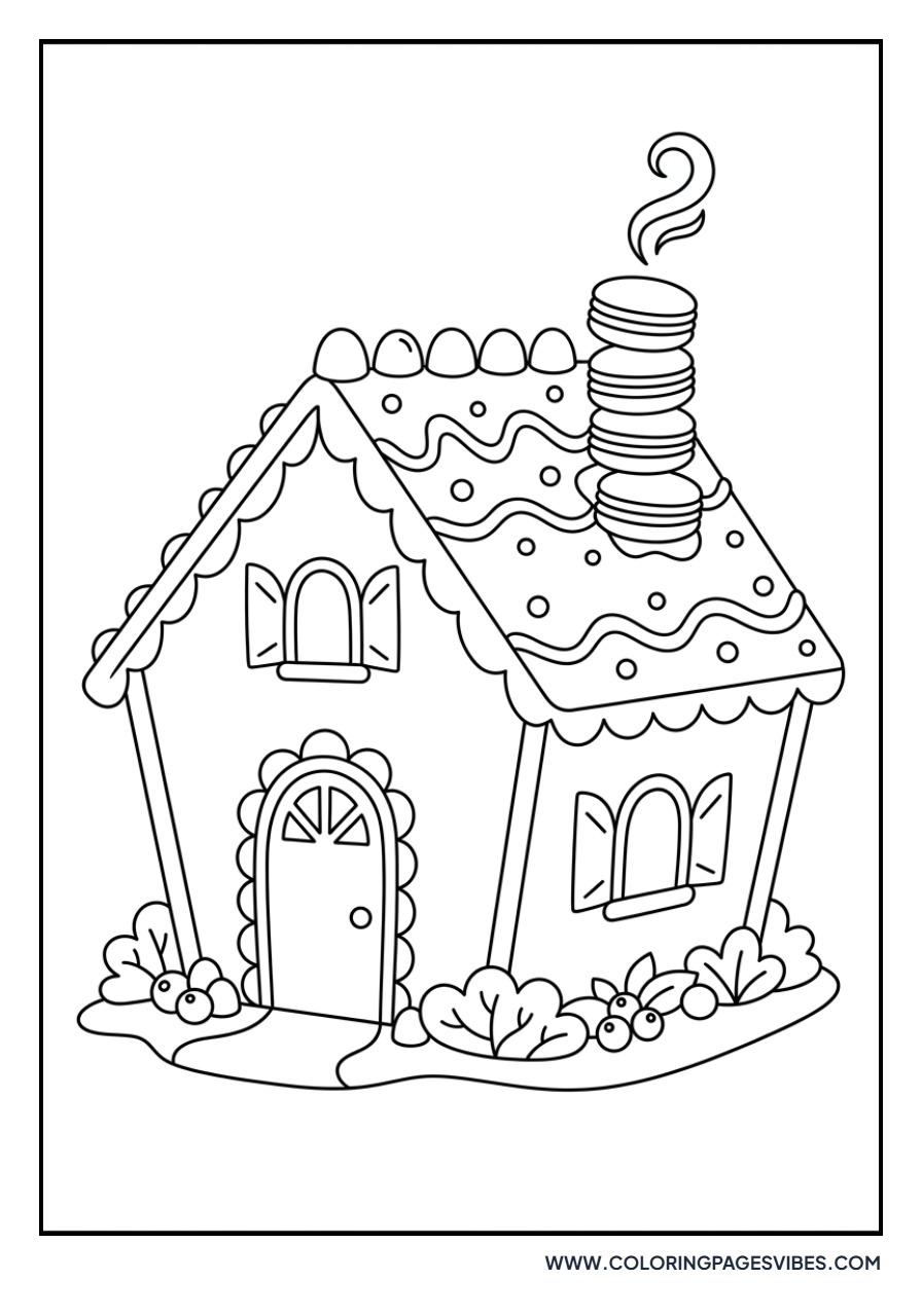Gingerbread House with Macaron Chimney
