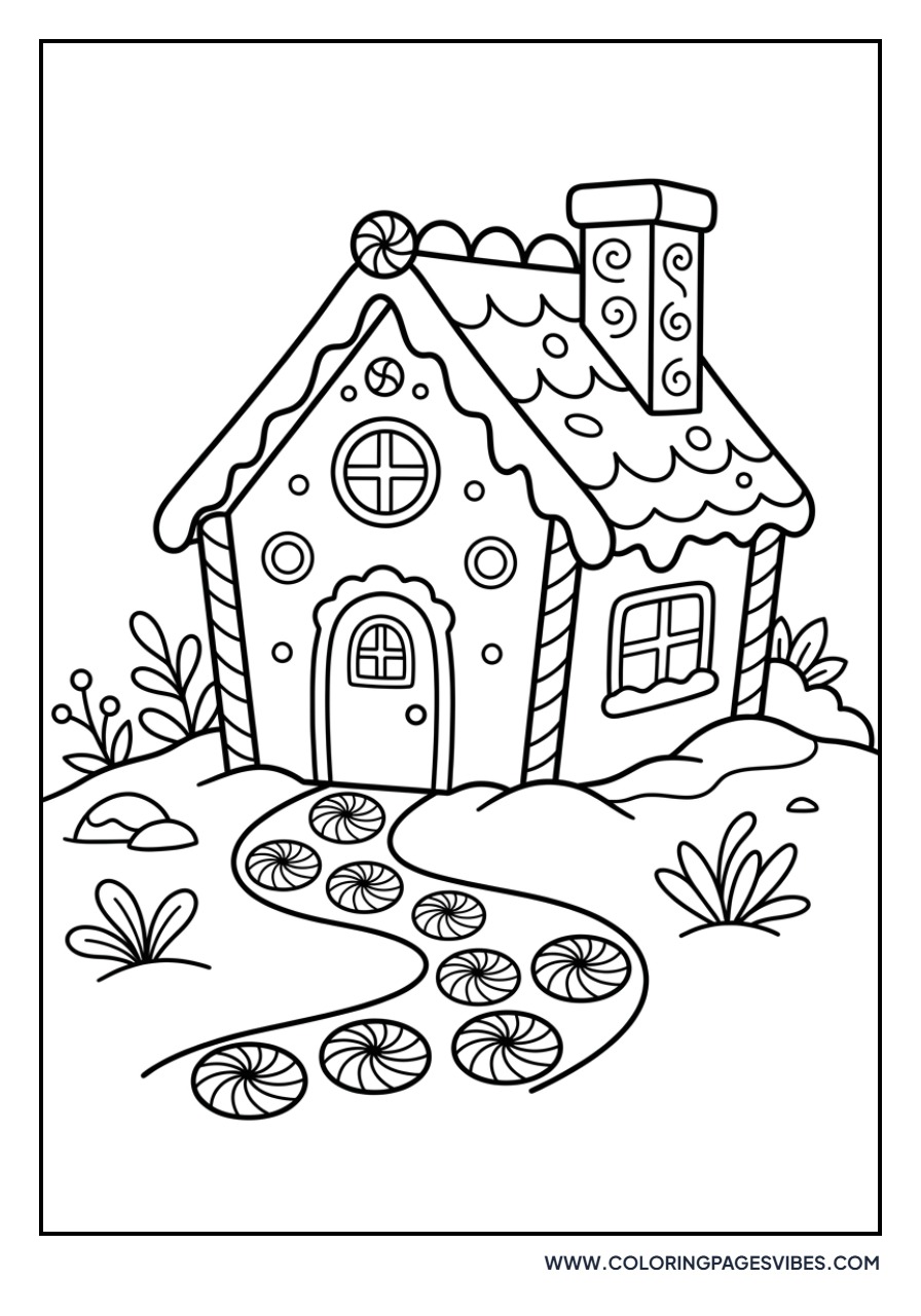 Gingerbread House with Peppermint Path