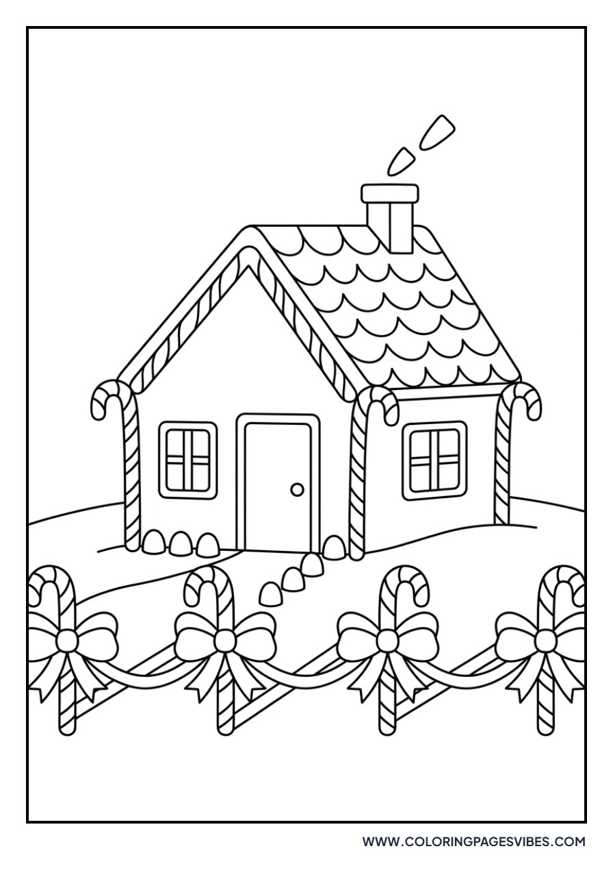 Gingerbread House with Ribbon Fence