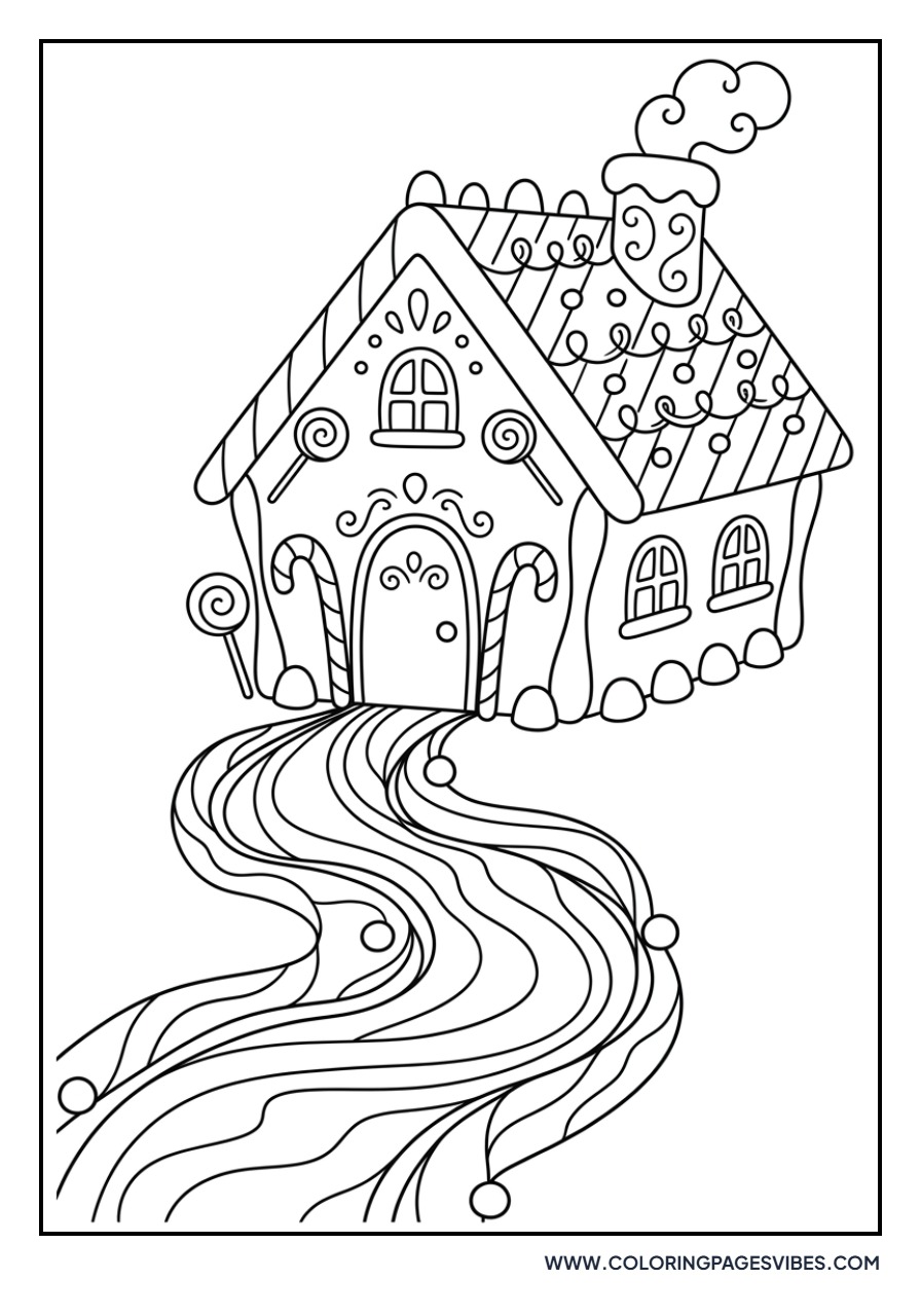 Gingerbread House with Ribbon Path