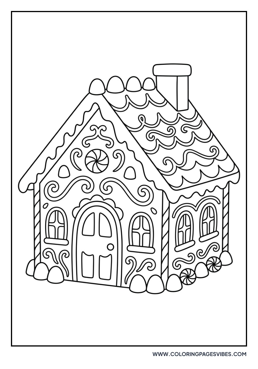 Gingerbread House with Ribbon Swirls