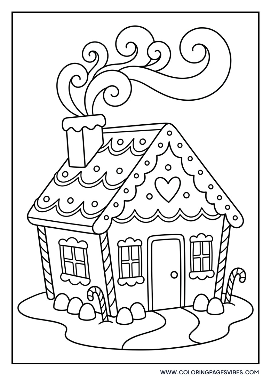 Gingerbread House with Smoke Swirls