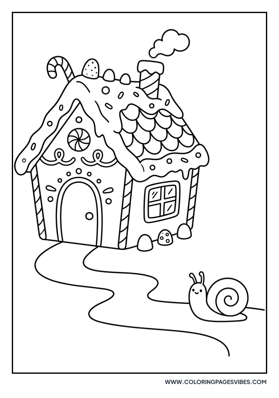 Gingerbread House with Snail Cookie