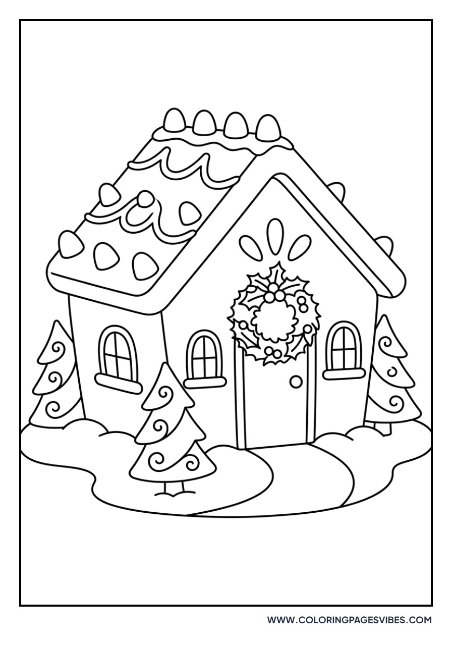 Gingerbread House with Wreath Door