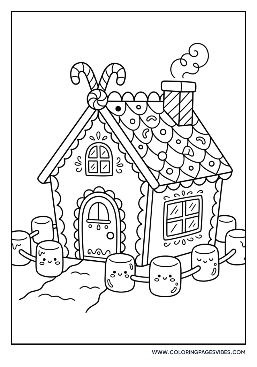 Marshmallow Fence Gingerbread House