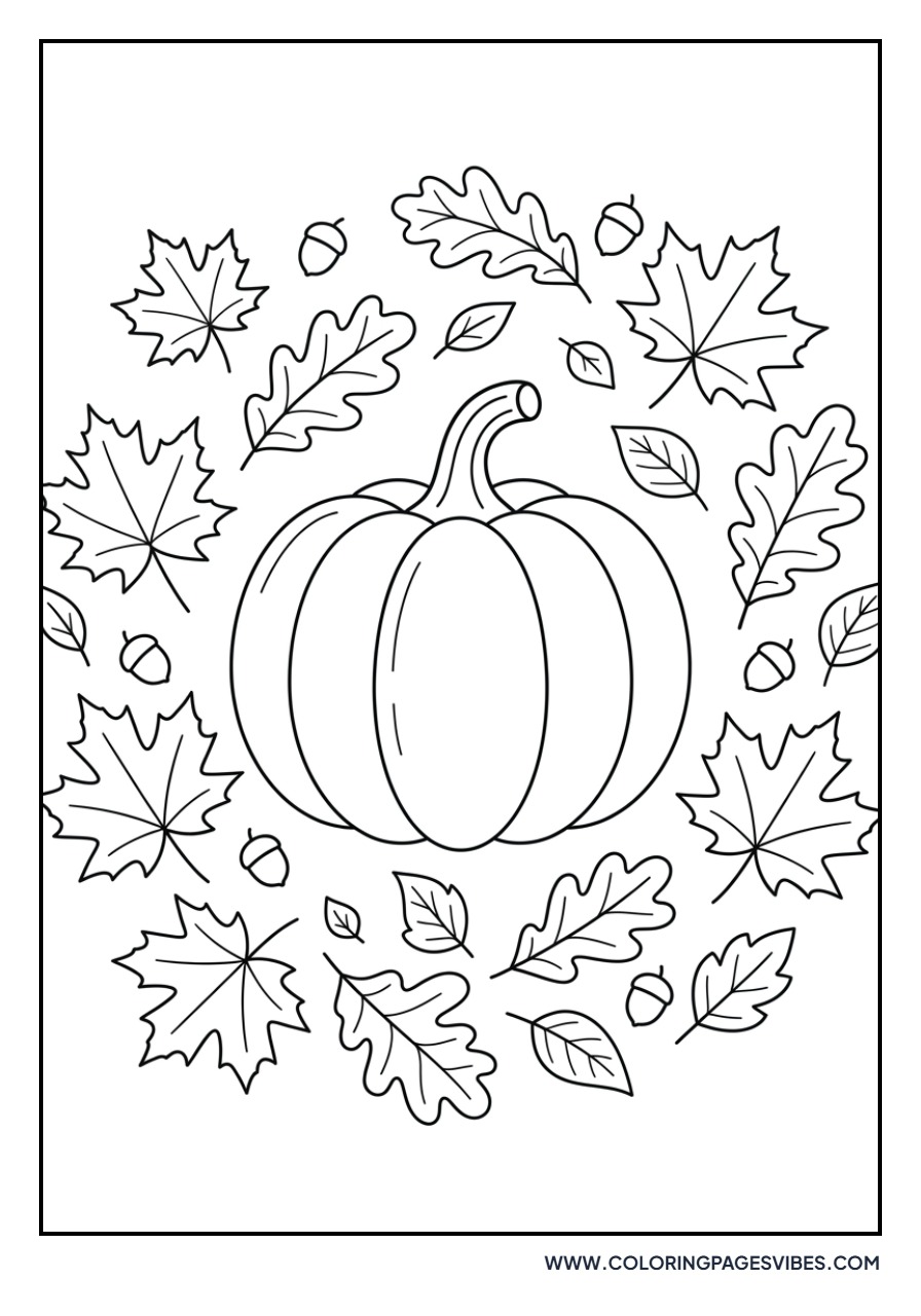 Pumpkin and Fall Leaves