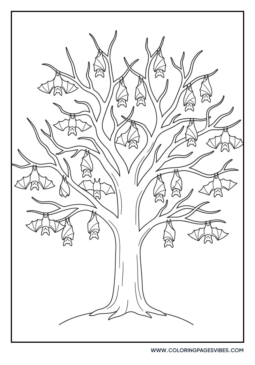Halloween Tree with Bats
