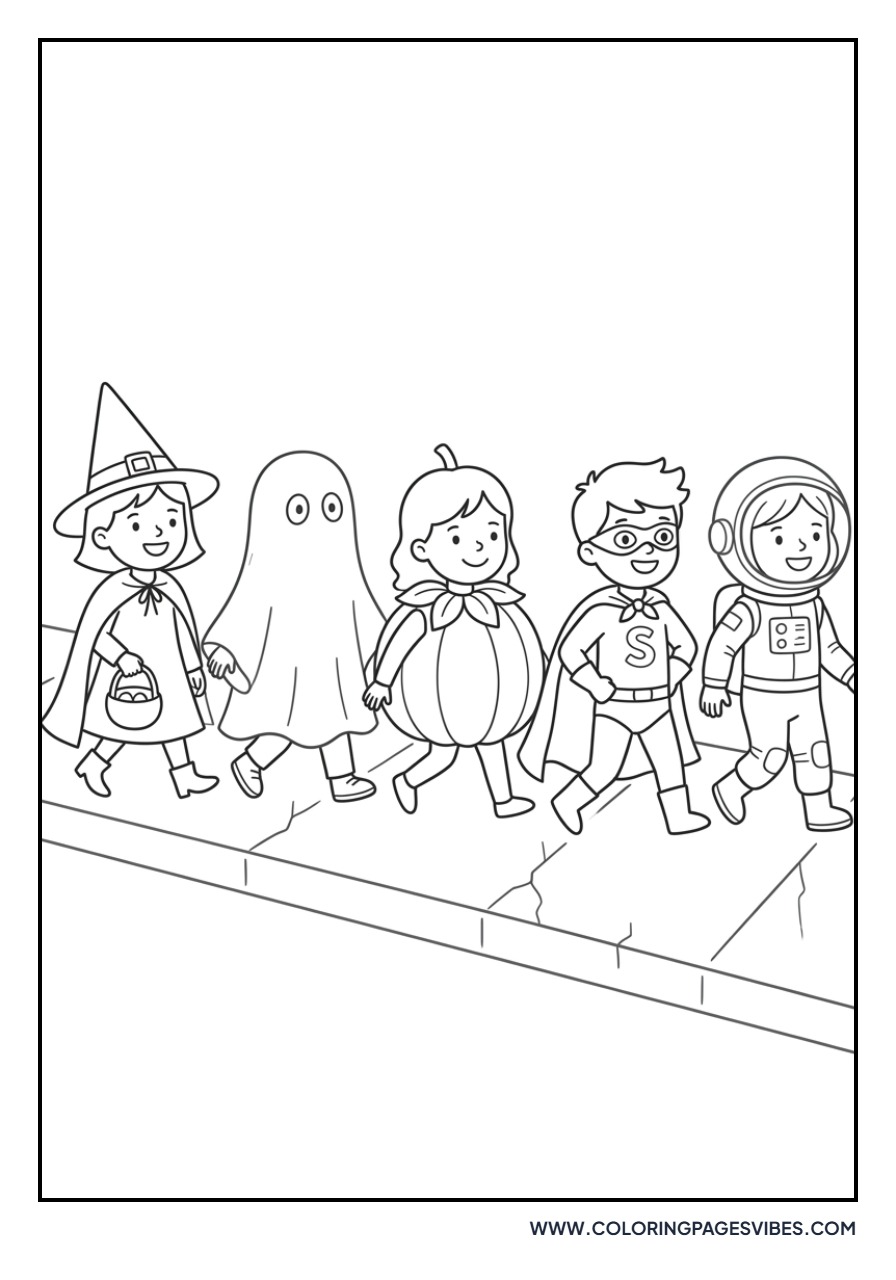 Trick or Treaters Walking