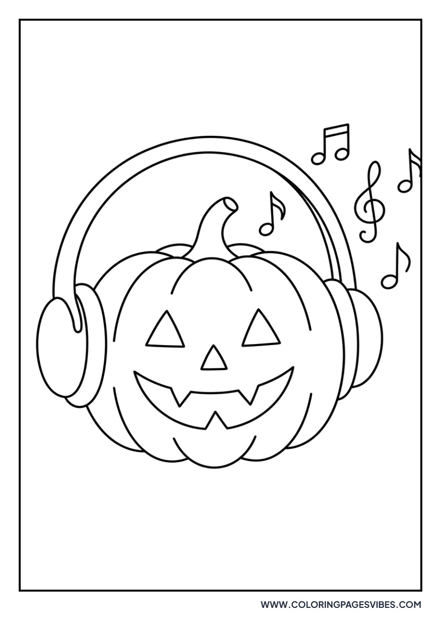 Jack O Lantern with Headphones