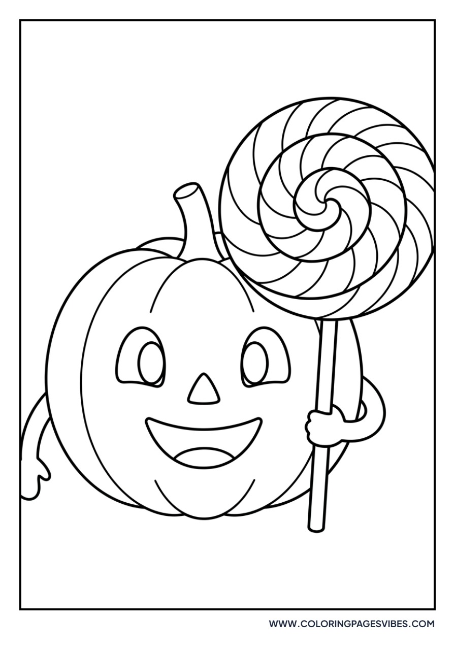 Pumpkin Holding a Lollipop