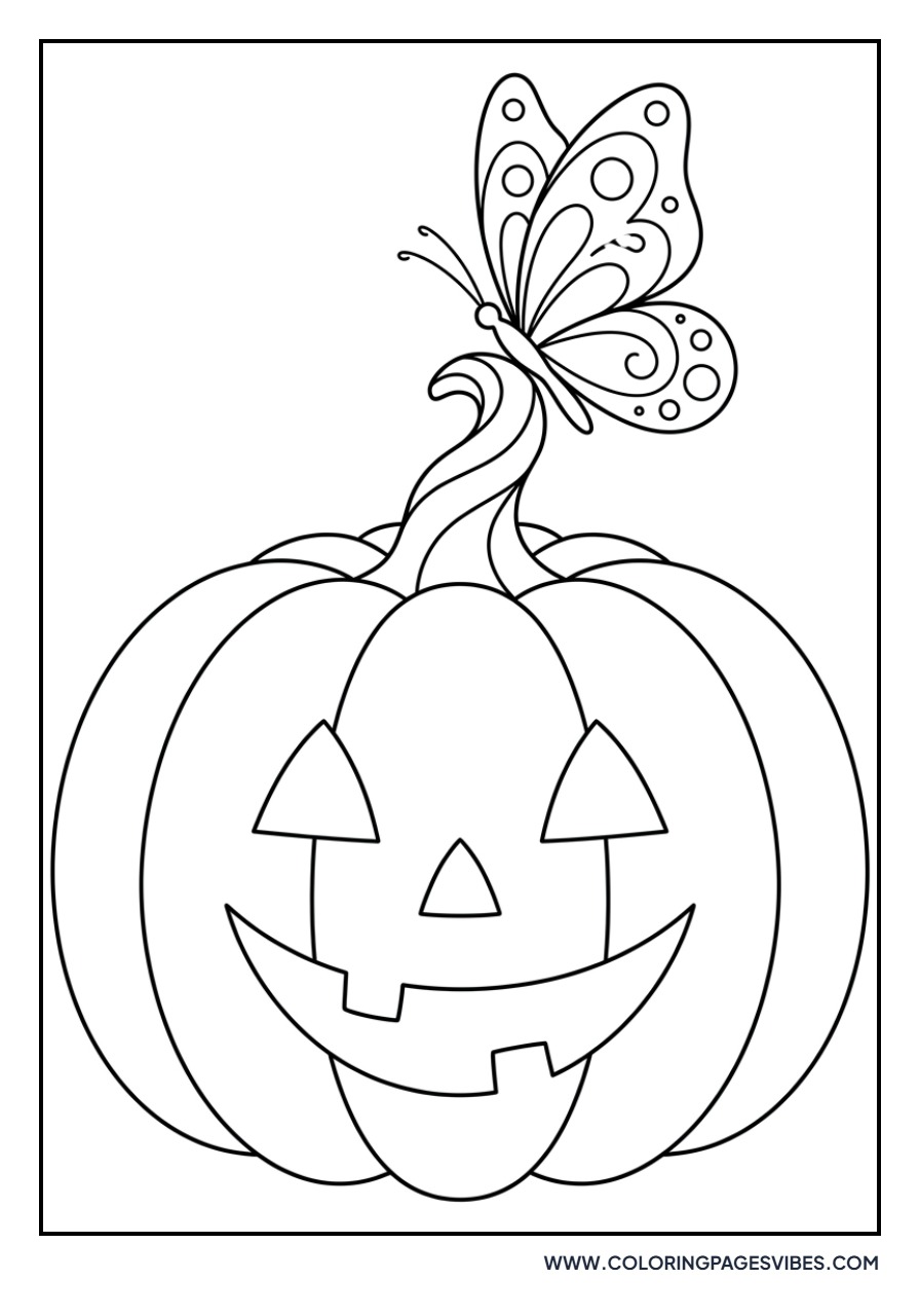 Pumpkin with Butterfly Friend