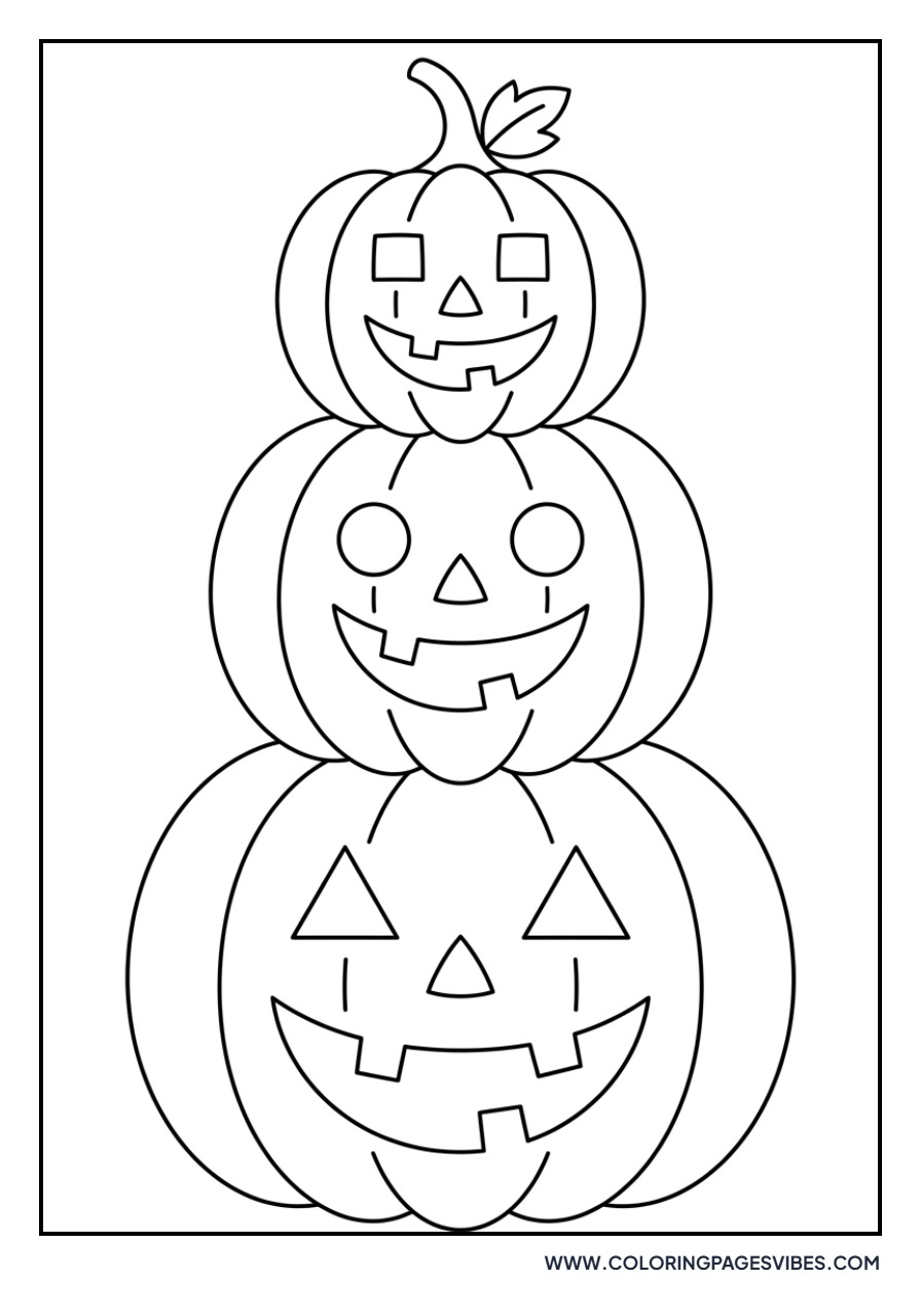 Stack of Three Cute Pumpkins