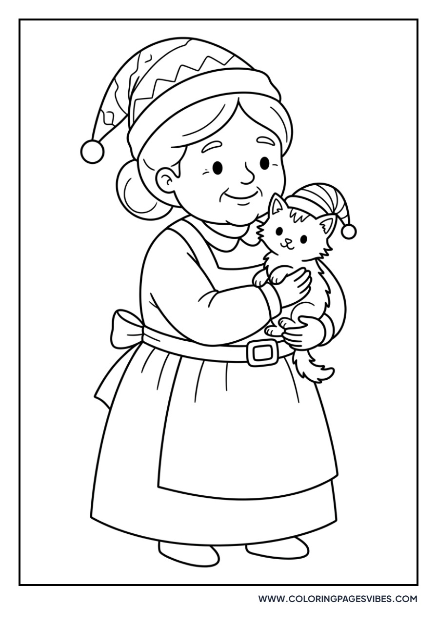 Mrs. Claus and a Kitten