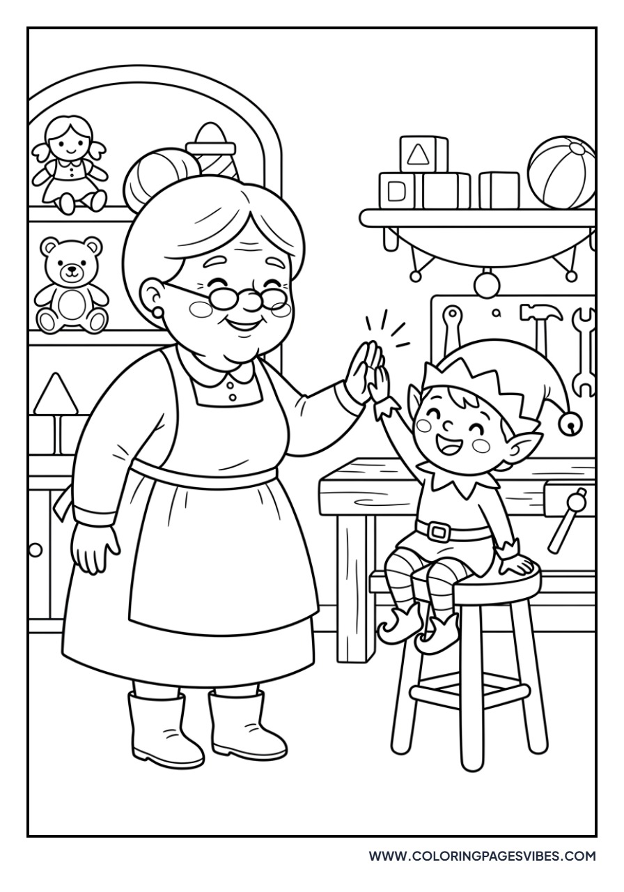 Mrs. Claus and a Little Elf