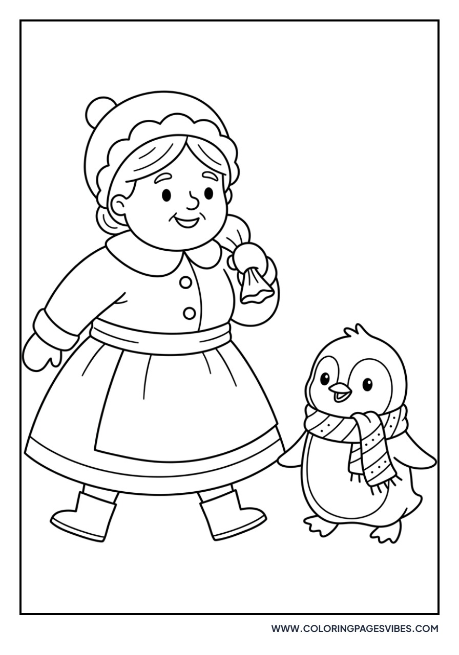Mrs. Claus and a Penguin