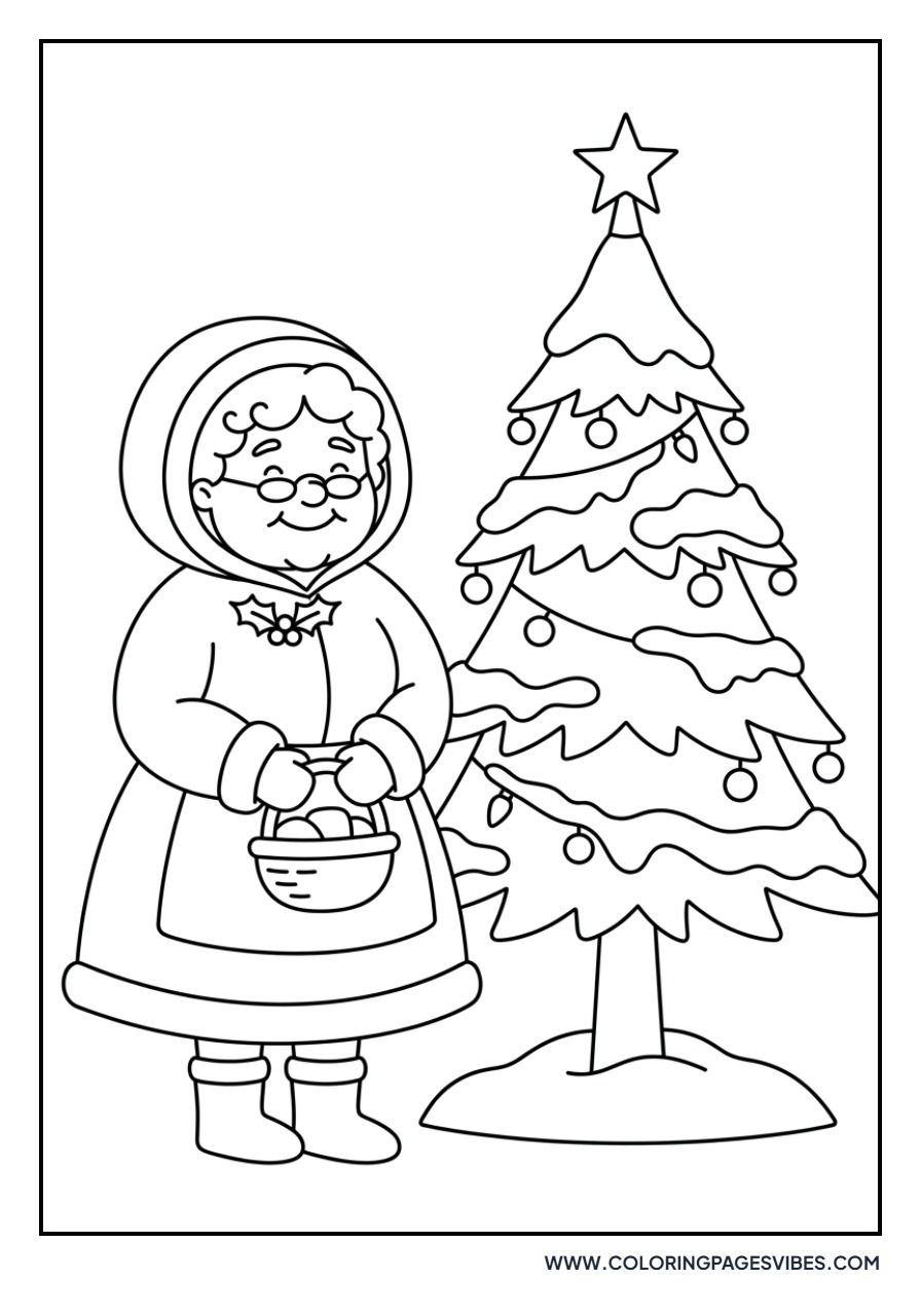 Mrs. Claus and a Winter Tree