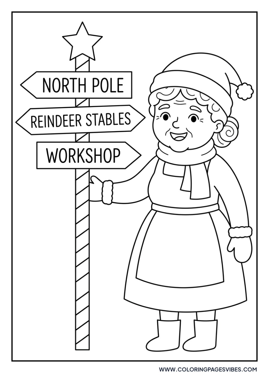 Mrs. Claus and the North Pole Sign