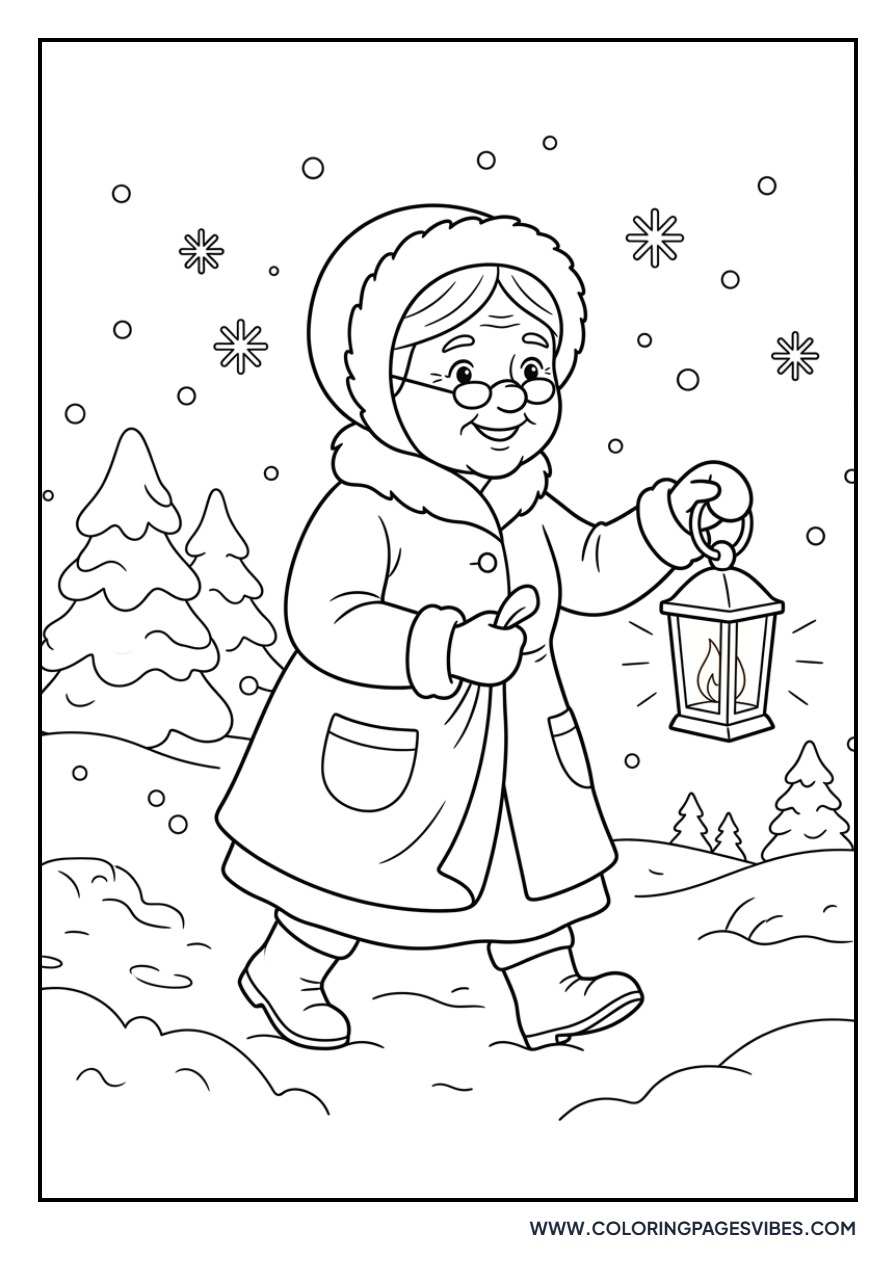 Mrs. Claus Carrying a Lantern