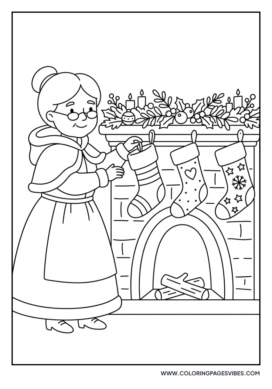 Mrs. Claus Hanging Stockings