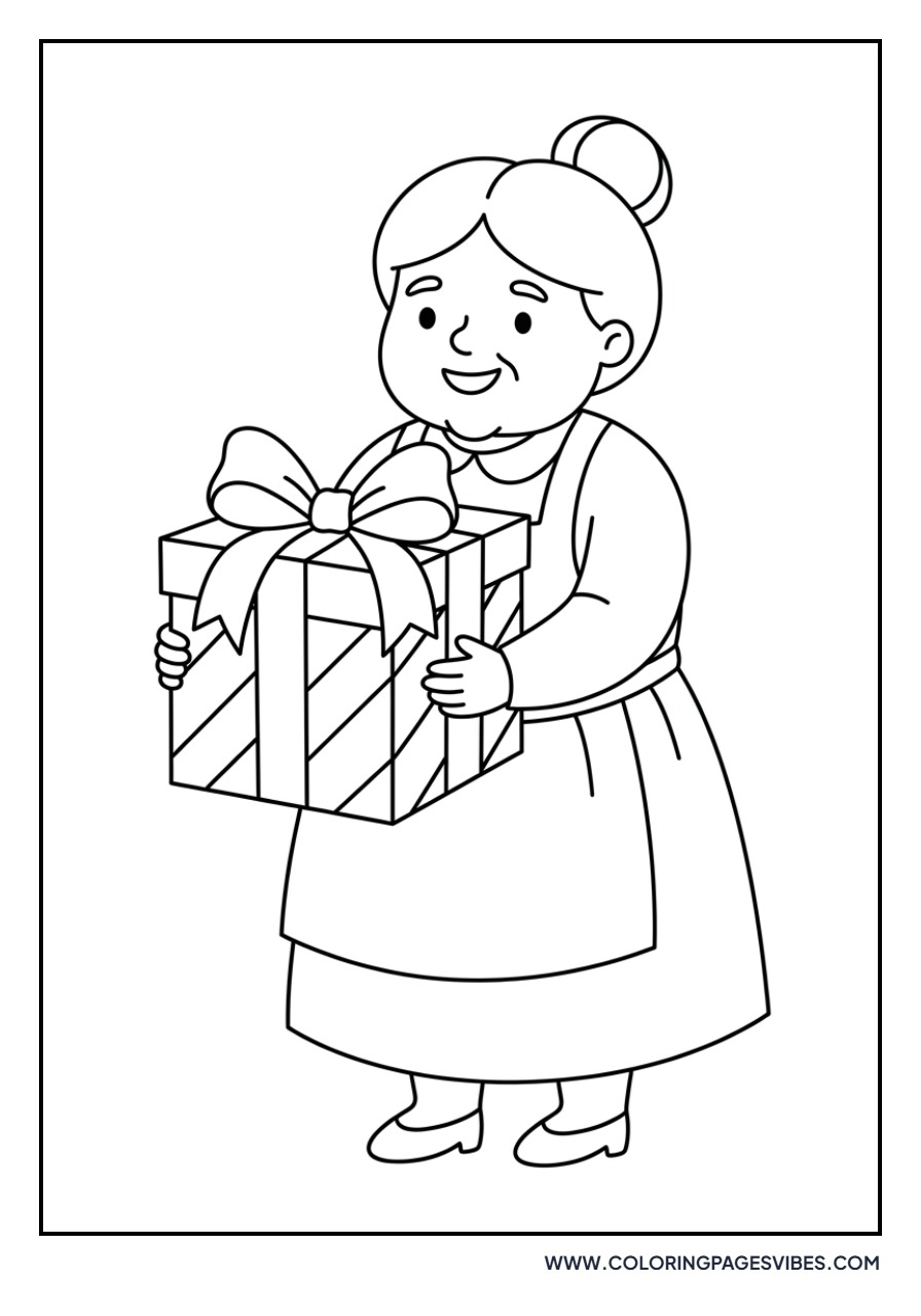 Mrs. Claus Holding a Present
