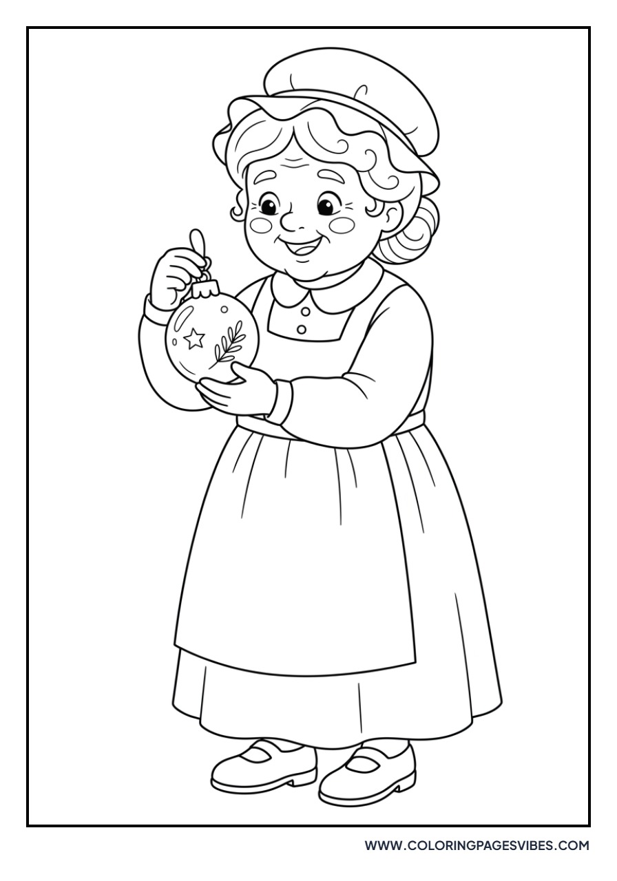 Mrs. Claus Holding an Ornament