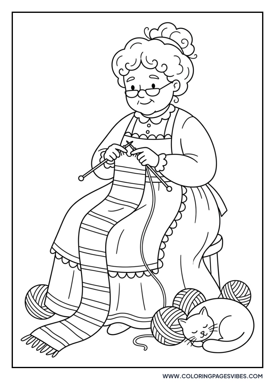 Mrs. Claus Knitting a Scarf