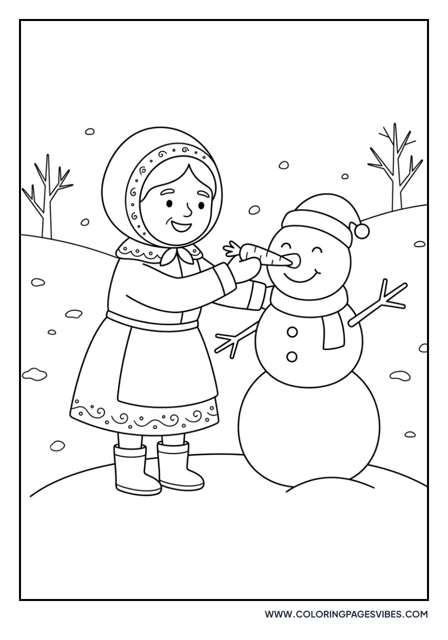 Mrs. Claus Making a Snowman