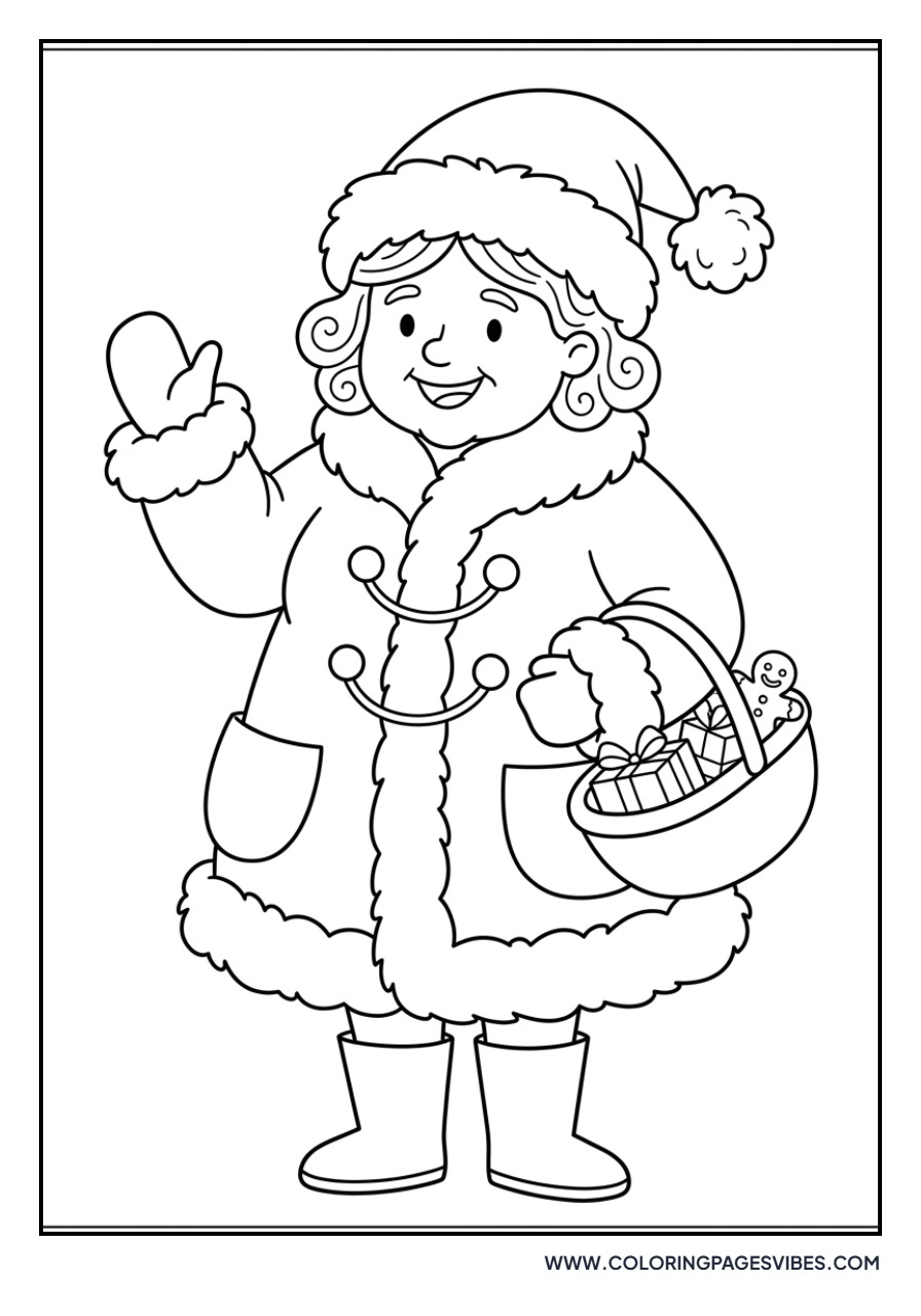 Mrs. Claus Wearing a Winter Coat
