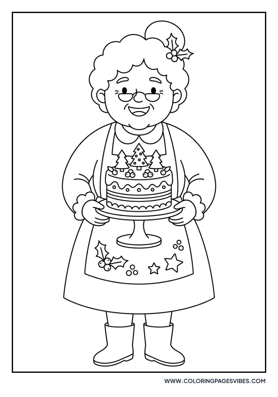 Mrs. Claus with a Cake Stand