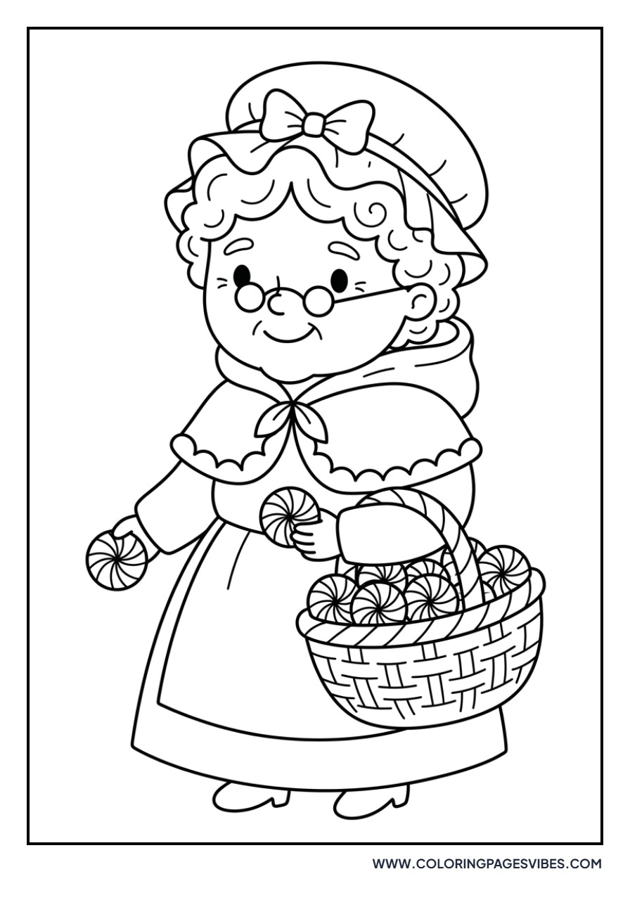 Mrs. Claus with a Candy Basket