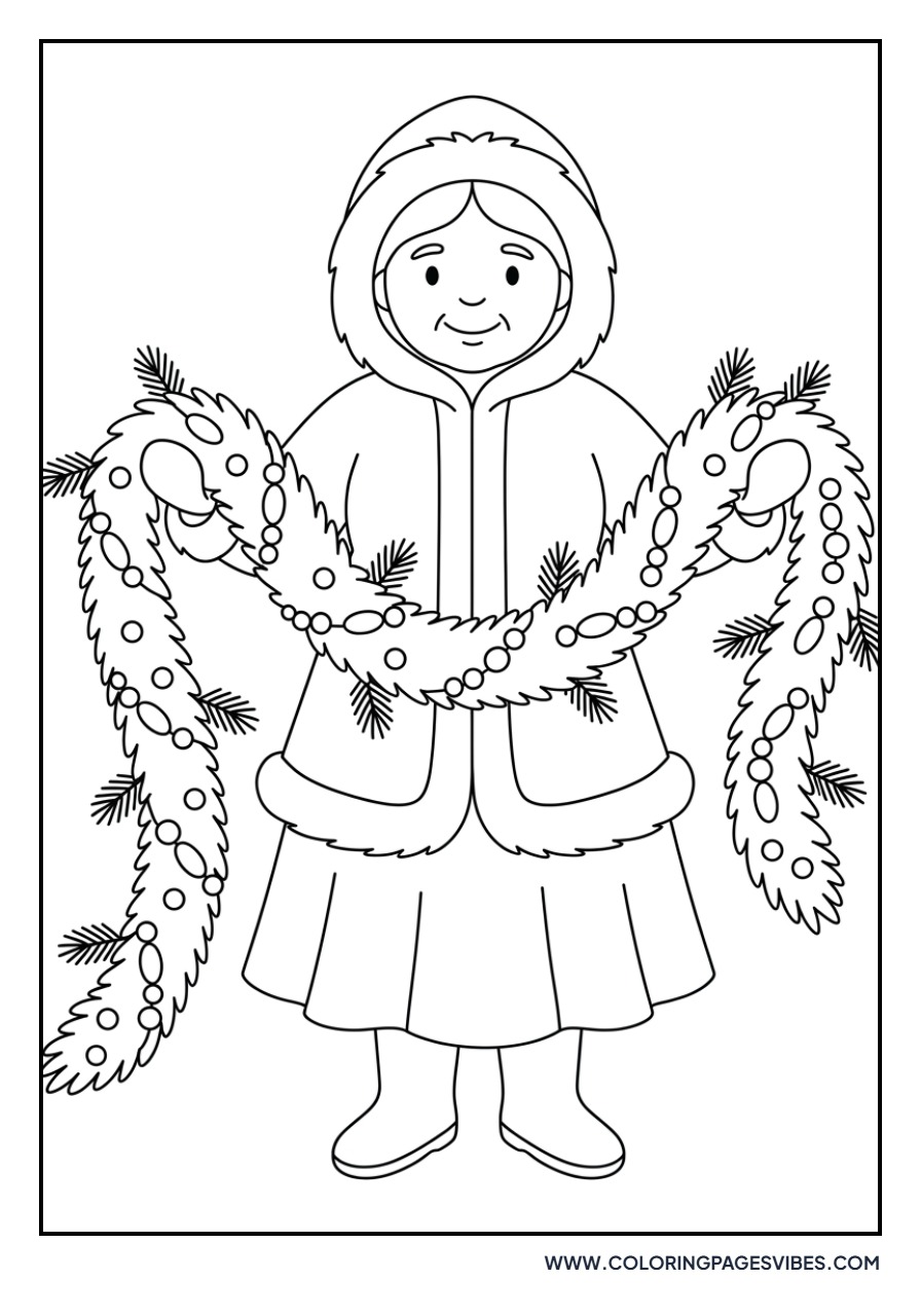 Mrs. Claus with a Garland