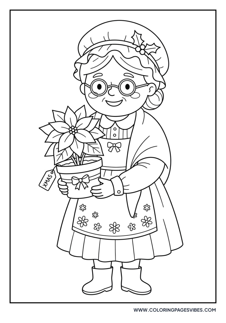 Mrs. Claus with a Poinsettia