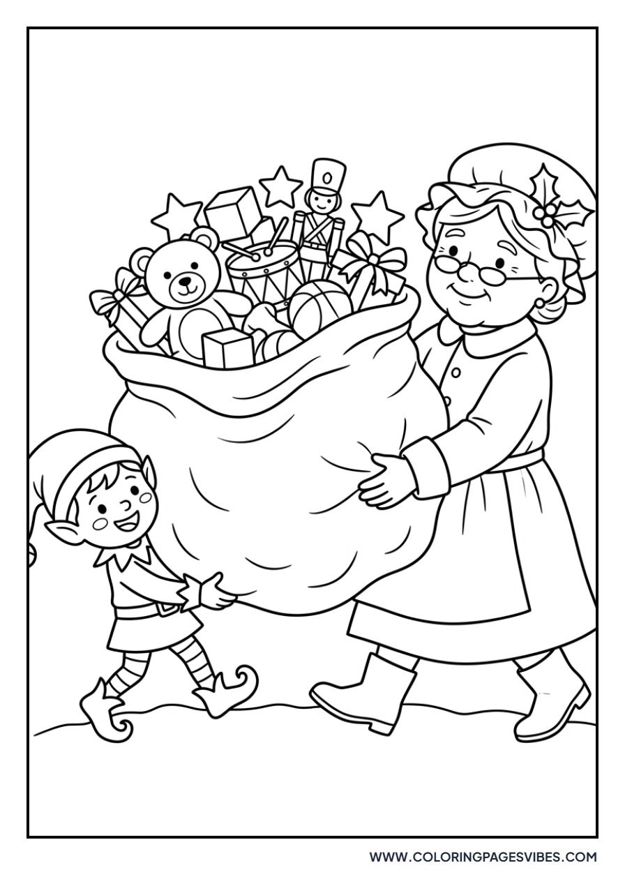 Mrs. Claus with a Sack of Toys
